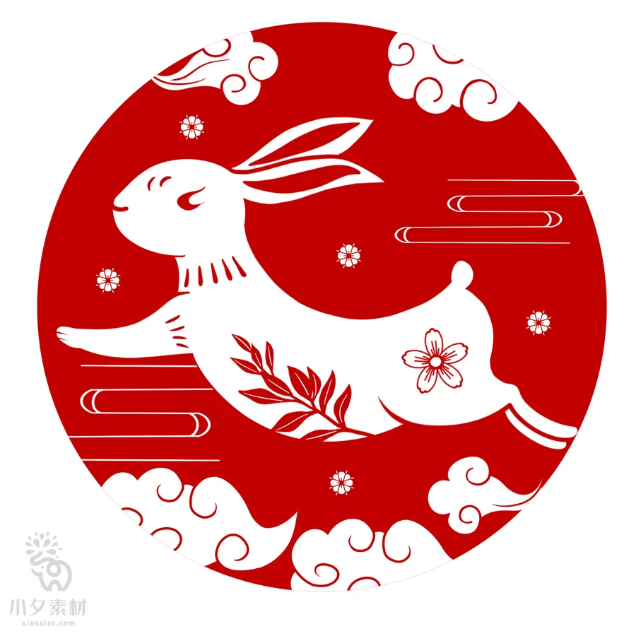 2023年兔年新年春节金箔剪纸雕刻元素图案图形png免扣PSD设计素材【001】